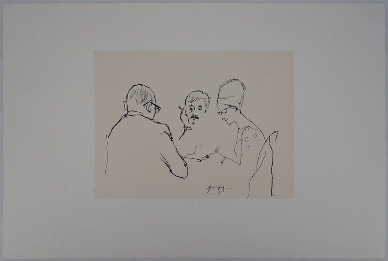 René GENIS : Trois personnages - Dessin (détail)