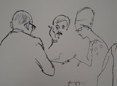 René GENIS : Trois personnages - Dessin (détail)