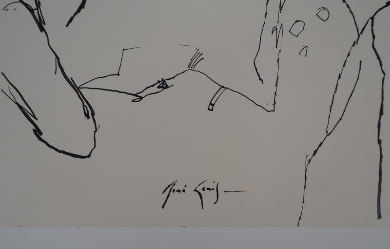 René GENIS : Trois personnages - Dessin (détail)