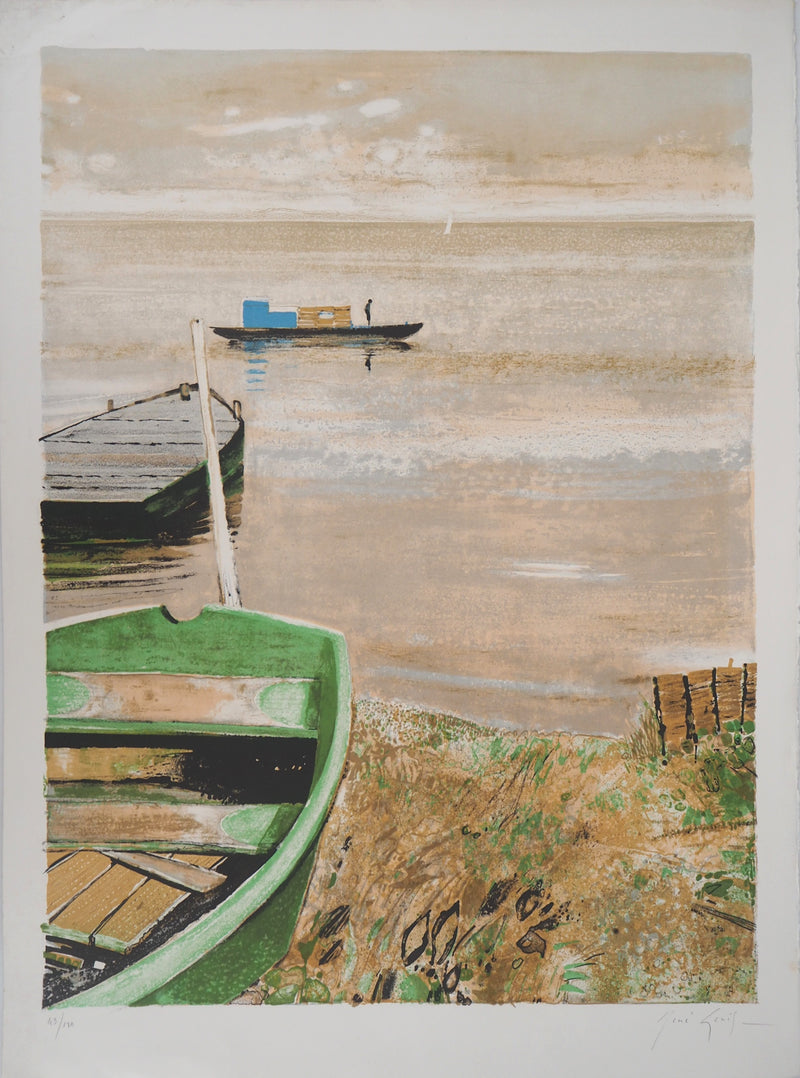 René GENIS : Lac calme - Lithographie
