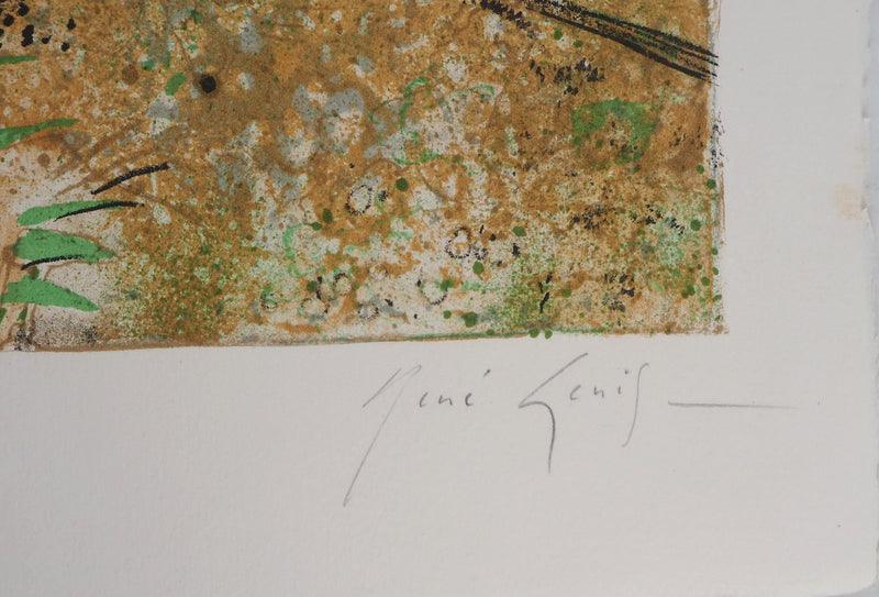 René GENIS : Lac calme - Lithographie (détail)