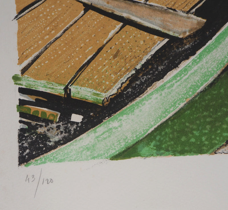 René GENIS : Lac calme - Lithographie (détail)