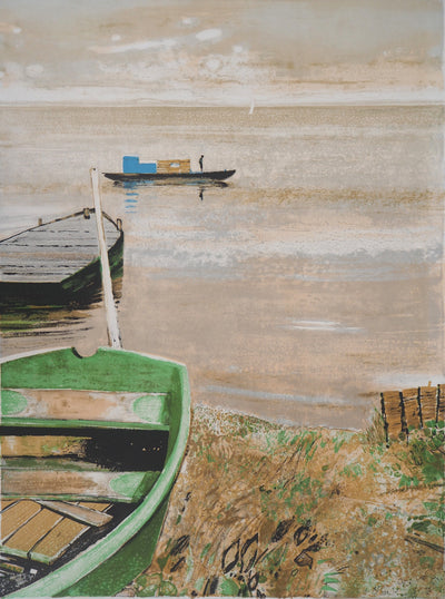 René GENIS : Lac calme - Lithographie (détail)
