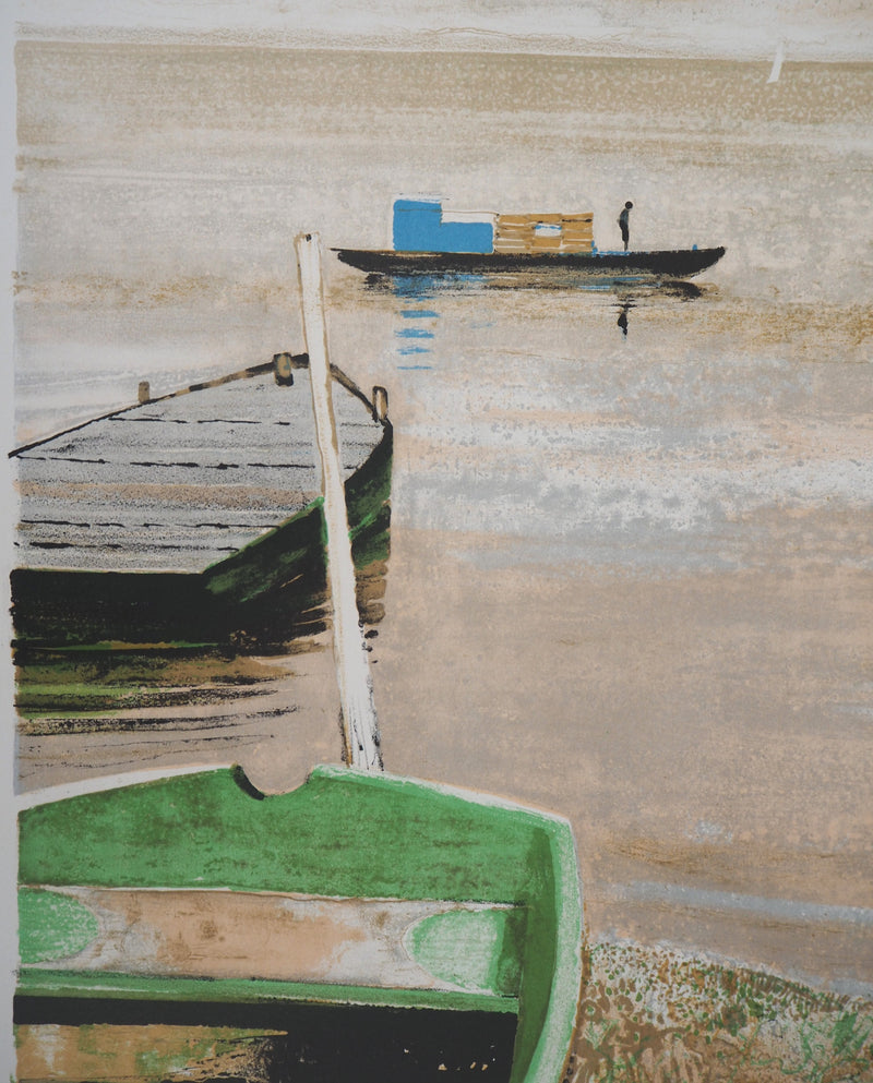 René GENIS : Lac calme - Lithographie (détail)