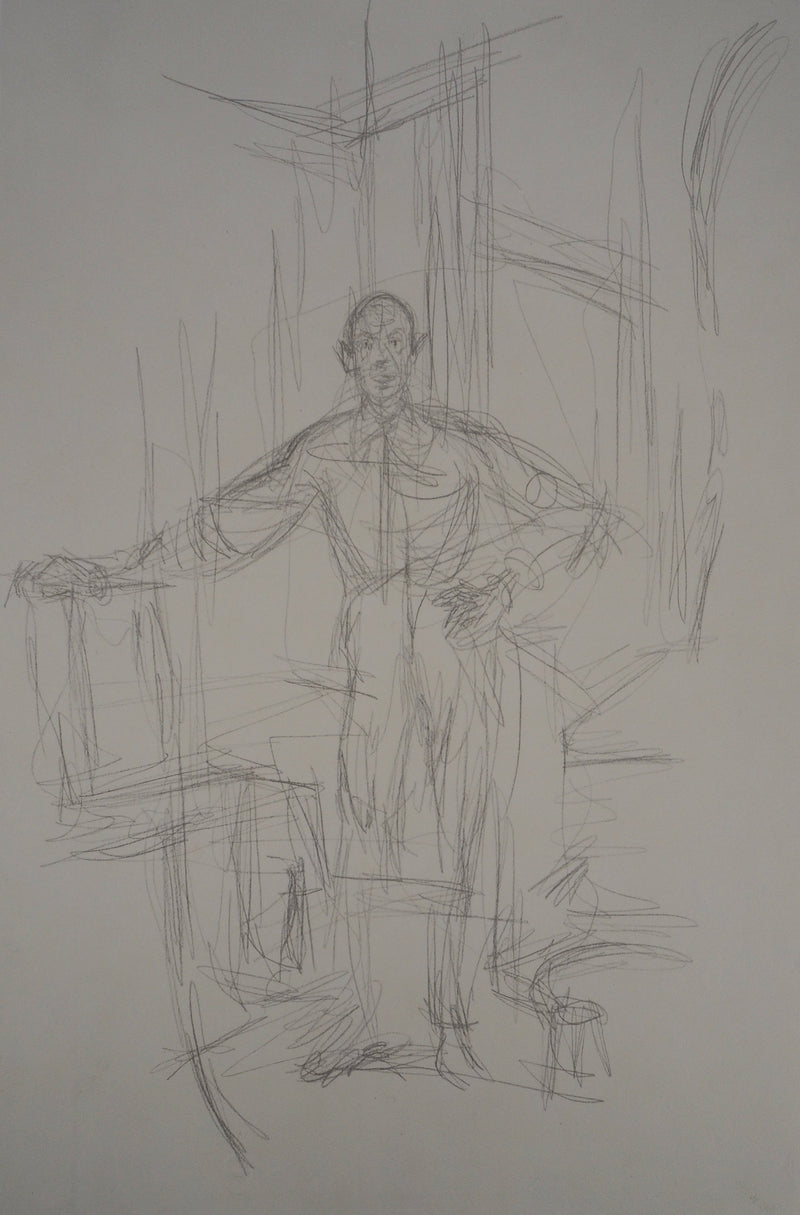 Alberto GIACOMETTI : Homme appuyé sur une chaise - Lithographie