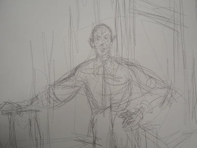 Alberto GIACOMETTI : Homme appuyé sur une chaise - Lithographie (détail)