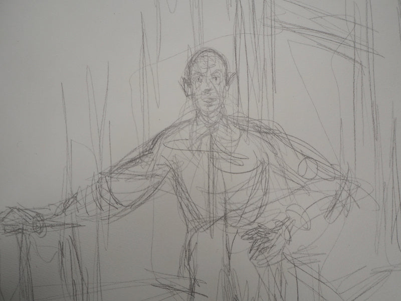 Alberto GIACOMETTI : Homme appuyé sur une chaise - Lithographie (détail)