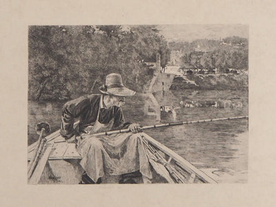 René GILBERT : Le pêcheur à la ligne - Gravure
