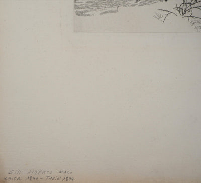 Alberto Maso GILLI : Grand père et ses petits enfants en promenade dans la neige, 1875 - Gravure (détail)