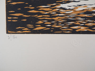 Daniel GIRARD : Combat Naval, 1925 - Gravure sur bois (détail)