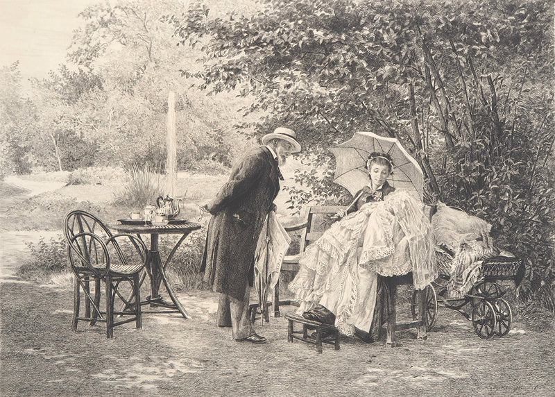 Eugène GIRARDET : Le premier sourire, 1883 - Gravure (détail)