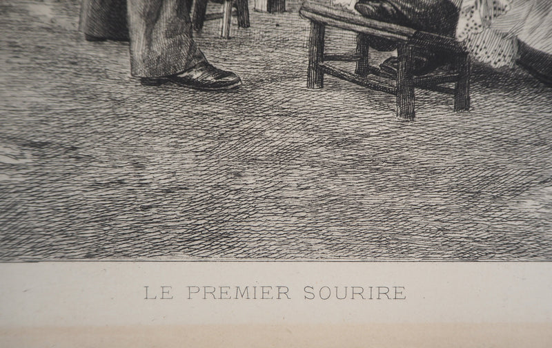 Eugène GIRARDET : Le premier sourire, 1883 - Gravure (détail)