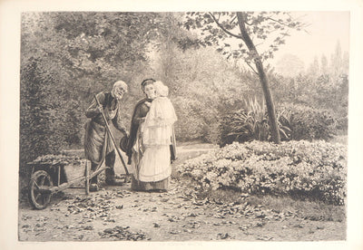 Eugène GIRARDET : Promenade sur l'herbe, Le nouveau maître, 1883 - Gravure