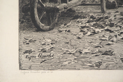 Eugène GIRARDET : Promenade sur l'herbe, Le nouveau maître, 1883 - Gravure (détail)