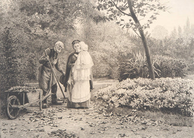 Eugène GIRARDET : Promenade sur l'herbe, Le nouveau maître, 1883 - Gravure (détail)