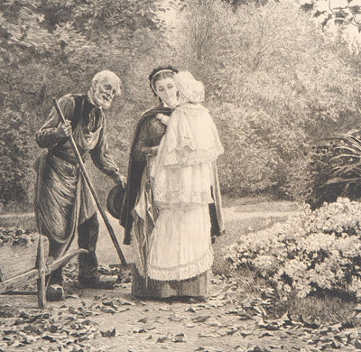 Eugène GIRARDET : Promenade sur l'herbe, Le nouveau maître, 1883 - Gravure (détail)