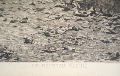 Eugène GIRARDET : Promenade sur l'herbe, Le nouveau maître, 1883 - Gravure (détail)