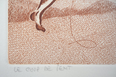 Jean GIRAUD : Le coup de vent, Cerf-volant - Gravure (détail)