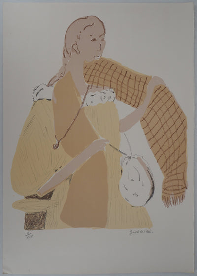 Hélène GIROD DE L'AIN : La passante - Lithographie