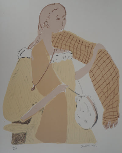Hélène GIROD DE L'AIN : La passante - Lithographie (détail)