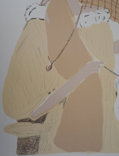 Hélène GIROD DE L'AIN : La passante - Lithographie (détail)