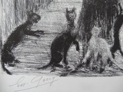 Edouard GOERG : L'amie des chats - Lithographie (détail)