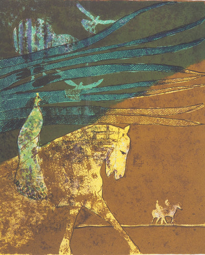 André GOEZU : Clarté, Cavaliers à la plage - Lithographie (détail)