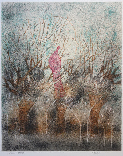 André GOEZU : Le faisan et l'aimée - Lithographie (détail)