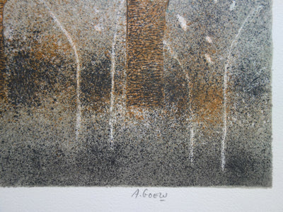 André GOEZU : Le faisan et l'aimée - Lithographie (détail)