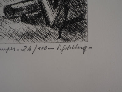 Simon GOLDBERG : L'amateur d'estampes - Gravure (détail)
