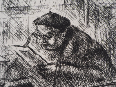 Simon GOLDBERG : L'amateur d'estampes - Gravure (détail)