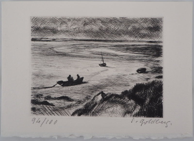 Simon GOLDBERG : Vue sur mer - Gravure (détail)