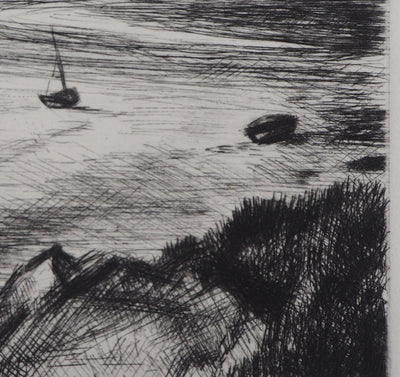 Simon GOLDBERG : Vue sur mer - Gravure (détail)