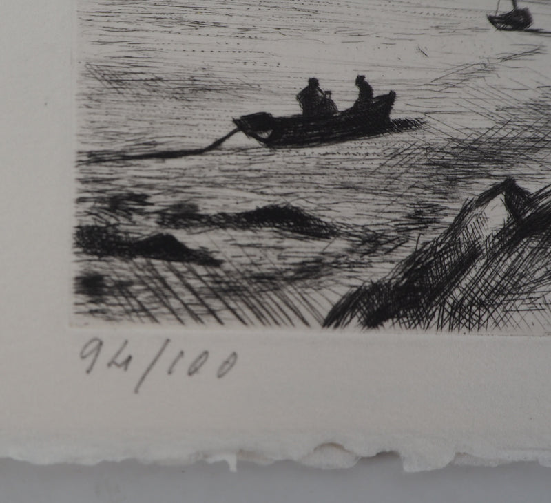 Simon GOLDBERG : Vue sur mer - Gravure (détail)