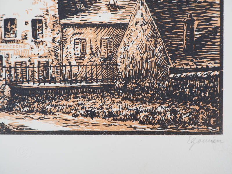  GOMIEN : Villeneuve le Roi, 1927 - Gravure sur bois (détail)