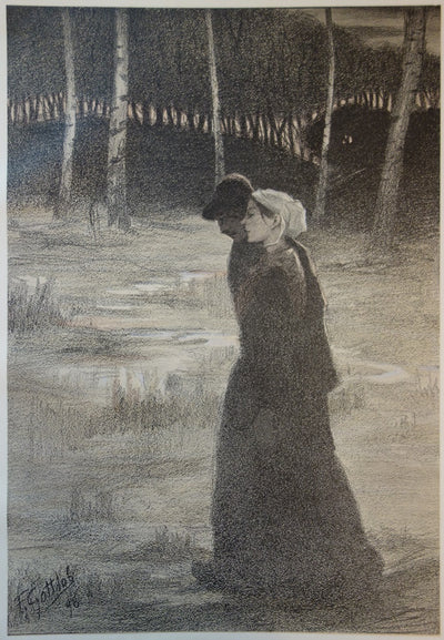 Fernad-Louis GOTTLOB : La Promise - Lithographie (détail)