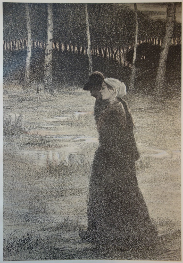 Fernad-Louis GOTTLOB : La Promise - Lithographie (détail)