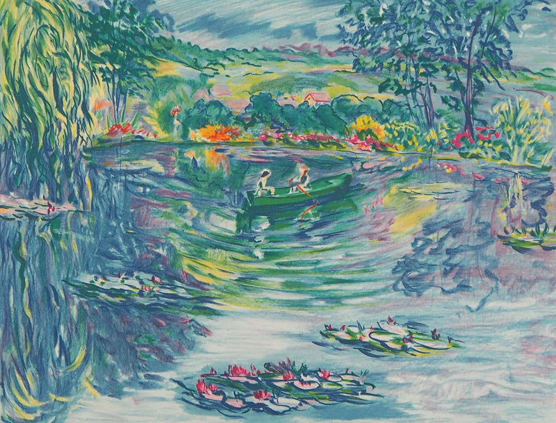 Jacqueline GOUGIS : Printemps à Giverny - Lithographie (détail)