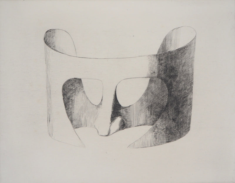 Jean GOURMELIN : Le masque - Gravure (détail)
