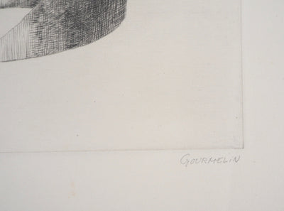 Jean GOURMELIN : Le masque - Gravure (détail)