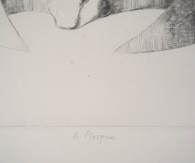 Jean GOURMELIN : Le masque - Gravure (détail)