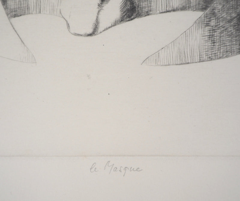 Jean GOURMELIN : Le masque - Gravure (détail)