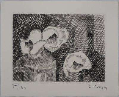 Simone GOUYON : Bouquet de fleur, 1967 - Gravure (détail)