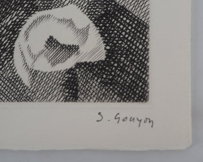 Simone GOUYON : Bouquet de fleur, 1967 - Gravure (détail)