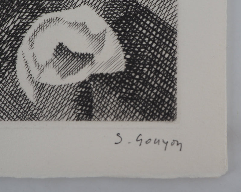 Simone GOUYON : Bouquet de fleur, 1967 - Gravure (détail)