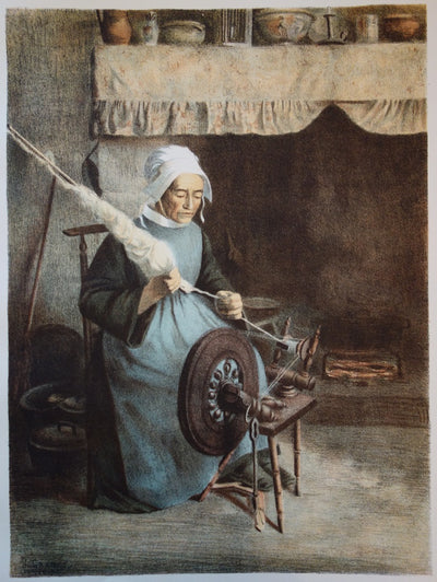Jeanne GRAÈES : L'Aïeule - Lithographie (détail)