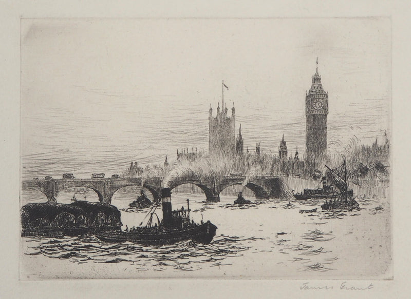 James GRANT : Vue de Westminster, Londres - Gravure