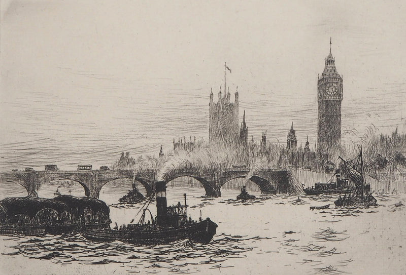 James GRANT : Vue de Westminster, Londres - Gravure (détail)
