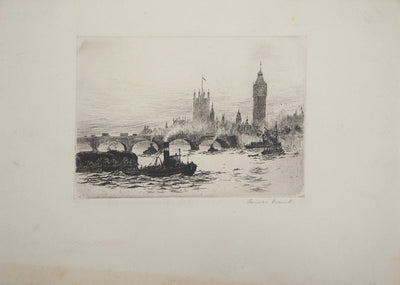 James GRANT : Vue de Westminster, Londres - Gravure (détail)