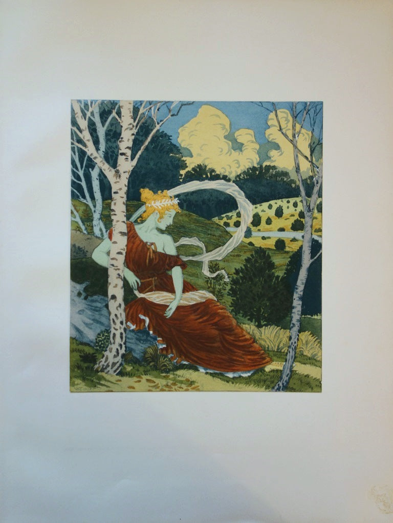 Eugène GRASSET : Dans les bois - Lithographie